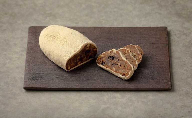 Stollen pastry sliced on slate at Aman Tokyo