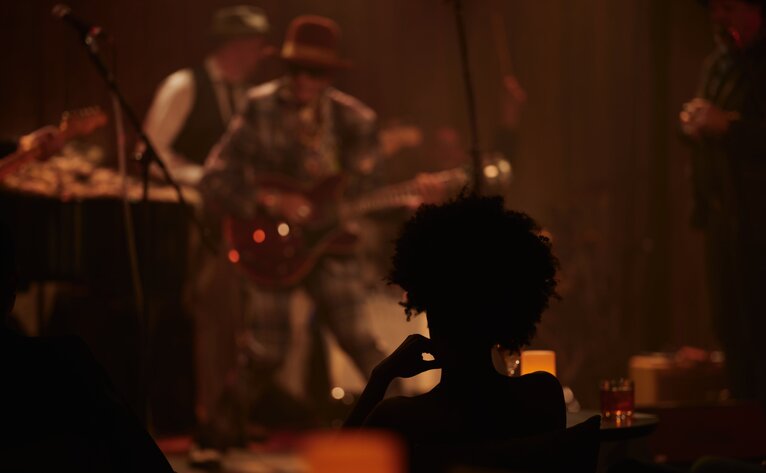 Jazz band performing on stage at Aman New York's The Tangiers club.