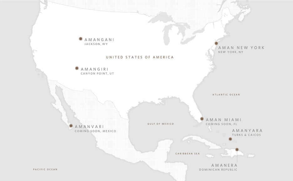 Aman regional map, USA & Caribbean