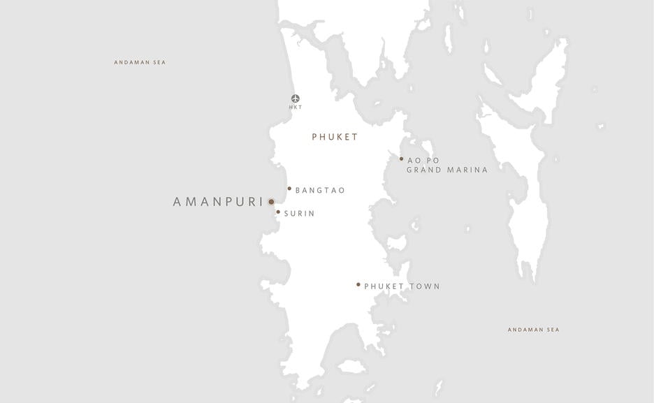 Aman map, Amanpuri, Getting here